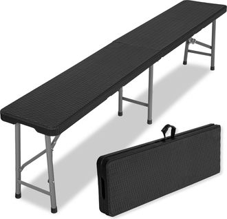 OEM Banco De Catering Plegable Que Se Guarda En Una Maleta, 180 Cm, De Rat&aacute;n Negro