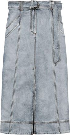 Aje two-tone midi denim skirt - women - Cotton/Elastane - 12 - Blue