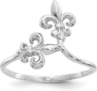 Diamond2Deal 14k White Gold Polished Fleur De Lis Ring