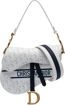Dior Pre-owned Dior Perforated Oblique Embossed Calfskin Saddle Bag Ladies 3Q170WB1TEZ2CSRU