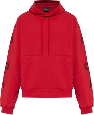 Balenciaga Cursive Oversized Hoodie - Heren - Hoodies - Rood - XL - Katoen - Hoodies & sweatvesten
