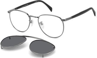 Eyewear by David Beckham Premium Opt + Clip-On Bril - Heren - Brillen - Grijs - 52 MM - Accessoires