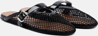 Alaia Ala&iuml;a Fishnet leather-trimmed mules