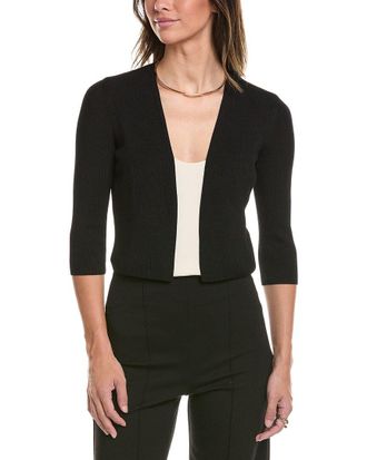 Lafayette 148 New York Petite Cropped Open Front Silk-Blend Cardigan