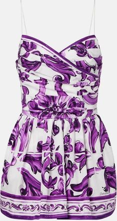 Dolce & Gabbana Abito corto Majolica in popeline di cotone