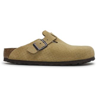 Birkenstock Boston BS Suede Embossed Unisex Casual Sandals - Emboss Dots New Beige - Size:UK 5.5