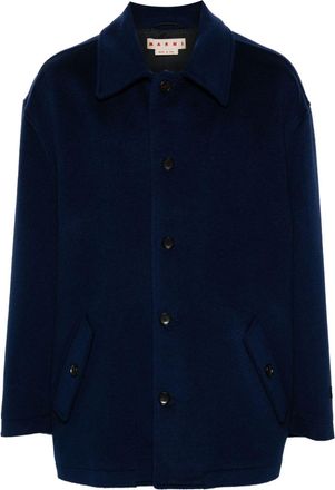 Marni single-breasted coat - men - Mohair/Polyamide/Cotton/Virgin Wool - 50 - Blue
