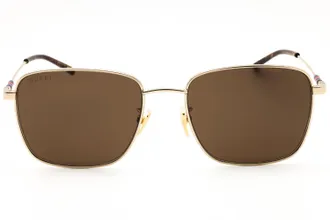 Gucci GG2097SK Rectangular Metal-Frame Sunglasses - Gold