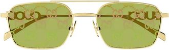 Gucci Metalen Zonnebril Ss 25 Stijlvol Ontwerp - Dames - Zonnebrillen - Groen - 54 MM - Accessoires