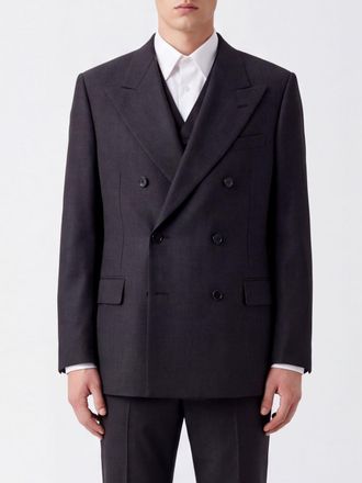 Dries Van Noten Sartorial Double-Breasted Blazer in Pure Wool with Peak Lapels