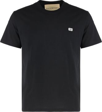 Valentino Garavani Mens T-Shirt Crew-Neck Cotton Black T-Shirts And Polos