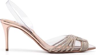 Aquazzura Gatsby Plexi Sling 75mm pumps - women - Plastic/Calf Leather/Calf Leather - 37 - Gold