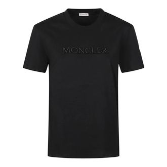 Moncler Tops, Dames, Zwart, S, Katoen, Logo T-shirt