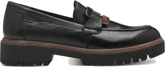 Tamaris Zwarte Leren Casual Loafers - Dames - Loafers - Zwart - 39 EU - Leer - Schoenen