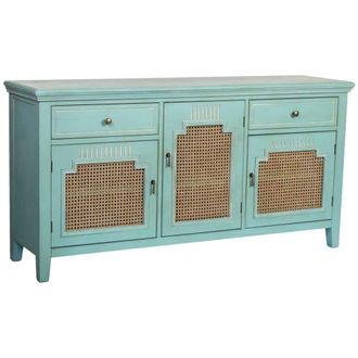 Wanderlust Deco Aparador de madera de 3 puertas y 2 cajones 150x40x77h cm