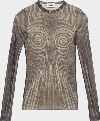 Jean Paul Gaultier Spiral Print Mesh Top