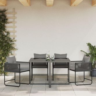 Berkfield Home Garden Chairs with Cushions 4 pcs Black Poly Rattan