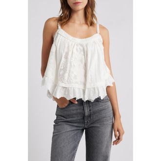 Topshop Floral Embroidered Cotton Tank in Ivory at Nordstrom Rack, Size 6 Us (Fits Like 2-4)