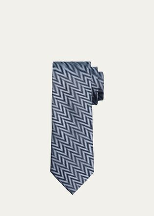 Ermenegildo Zegna Mens Two-Tone Herringbone Silk Tie
