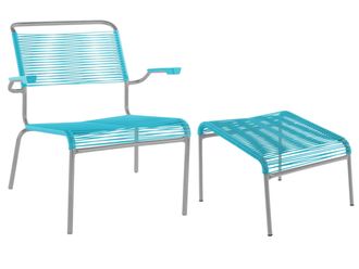 Schubiger M&ouml;bel Spaghetti-Lounger + Hocker S&auml;ntis mit Armlehnen