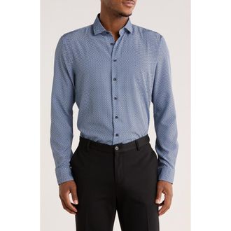 Soul of London Geo Print Stretch Sport Shirt in Blue at Nordstrom Rack, Size Xx-Large