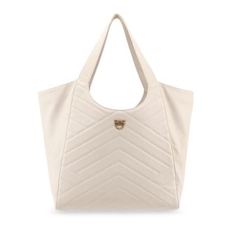 Pinko Love Birds leren tote bag - Dames - Shoppers - Wit - ONE Size - Leer - Tassen