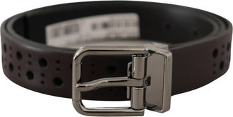 Dolce & Gabbana Mens Leather Belt Perforated Style - Dark Brown - Size 90 cm