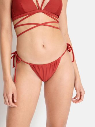 Lascana Bikini-Hose LSCN BY LASCANA Gina, Damen, Gr. 36, N-Gr, rot (rostrot), Recycling-Polyamid, unifarben, Badehosen Bikini-Hose, vorne und hinten zu reguli