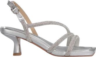 Alma En Pena Metallic Diagonal Strappy Sandal - Dames - Sandalen met hakken - Grijs - 36 EU - Schoenen