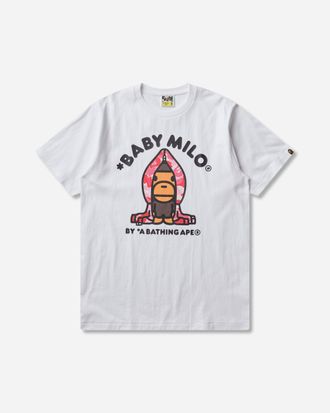 A Bathing Ape Men s ABC Camo Milo Hoodie T-Shirt White / Pink