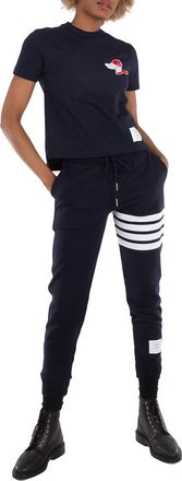 Thom Browne Ladies Festive Jersey Short Sleeve Button Hector Tee