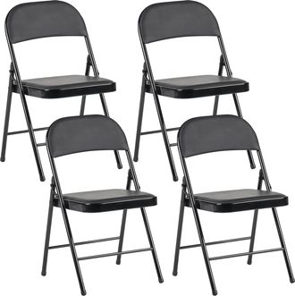 Beliani Conjunto De 4 Sillas Plegables Estructura De Metal Asiento Y Respaldo Acolchados Negro Shasta