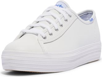 Keds Womens TRIPLE KICK LEATHER Sneaker, White, 6.5 UK