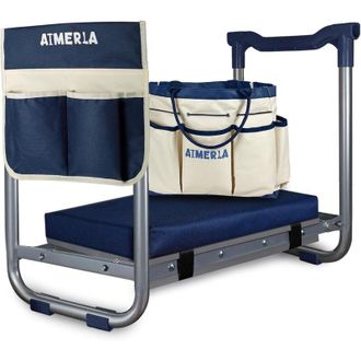 OEM Sgabello Da Giardino Pieghevole Con Ginocchiere Rimovibili - 2 Ampie Borse Con Scomparti In Tessuto Resistente, Altezza Regolabile