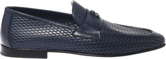 Baldinini Perforated Leather Loafer - Heren - Loafers - Blauw - 43 EU - Leer - Schoenen