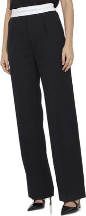 Alexander Wang Broeken, Dames, Zwart, S, Wol, Logo Taille Rechte Broek