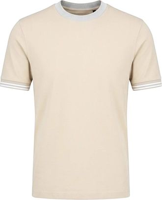 HUGO BOSS T-Shirt Slim Fit van gemerceriseerd katoen met contrasterende details - Heren - T-shirts - Beige - 2XL - Katoen - Tops