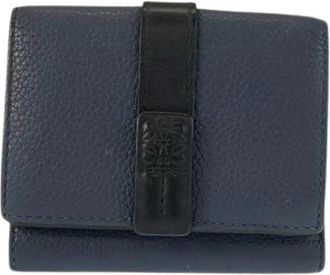 Loewe Pre-owned Leder Drievoudige Portemonnee - Dames - Vintage Accessoires - Blauw - ONE Size - Leer - Vintage