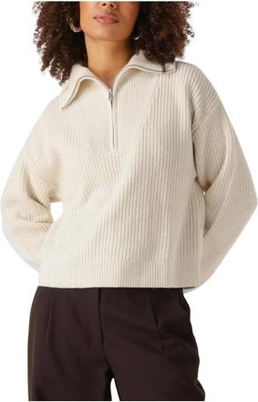 Envii Truien & Vesten, Dames, Wit, M, Wol, Enwashington LS Half Zip Knit