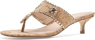 Jack Rogers Jacks Kitten Heel Womens Sandals Cork/Gold 1 : 6.5 M, Leather