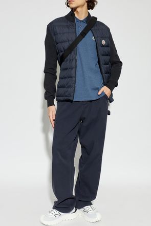 Moncler Polo With Logo Patch, Mens, Blue