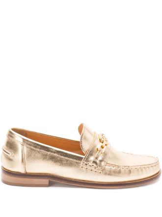Twin-Set metallic-leather loafers - women - Calf Leather/Rubber/Calf Leather/Sheepskin - 37 - Gold