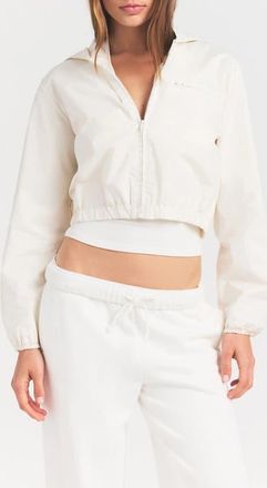 SKIMS Swiss Cotton Crop Zip Hoodie in Egret at Nordstrom, Size Xx-Small