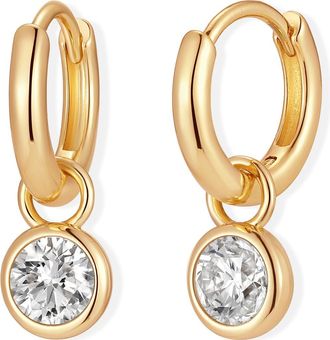Brook & York Matilda Birthstone Huggie Hoop Earrings in Gold/apr at Nordstrom
