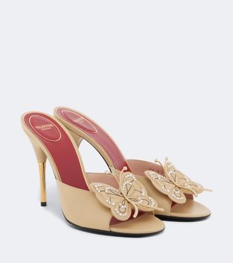 Valentino Garavani Flutterby embellished leather mules