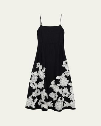 SIMKHAI Annabella Floral Embroidered Midi Dress