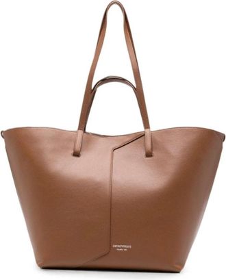 Emporio Armani Leren Tote Bag - Dames - Shoppers - Bruin - ONE Size - Leer - Tassen