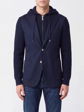 Eleventy Blazer in maglia di lana con cappuccio e rever