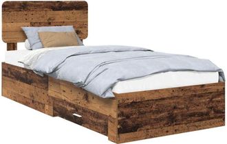 vidaXL Estructura De Cama Con Cabecera Madera Vieja 90 X 190 Cm Vidaxl
