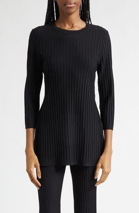 Max Mara Pure Aderire Rib Tunic Top in Black at Nordstrom, Size X-Large